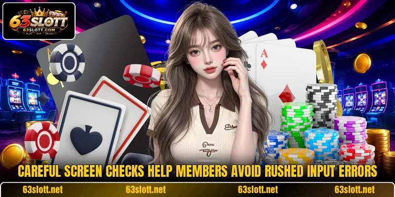 Careful screen checks help members avoid rushed input errors Careful screen checks help members avoid rushed input errors