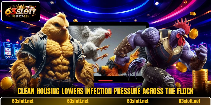 Clean housing lowers infection pressure across the flock Clean housing lowers infection pressure across the flock