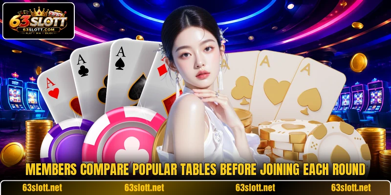 Members compare popular tables before joining each round