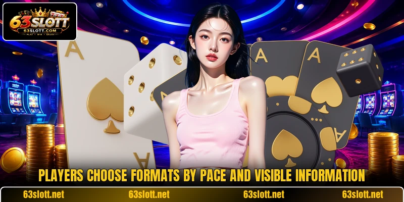Players choose formats by pace and visible information