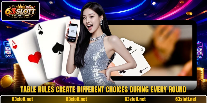 Table rules create different choices during every round Table rules create different choices during every round